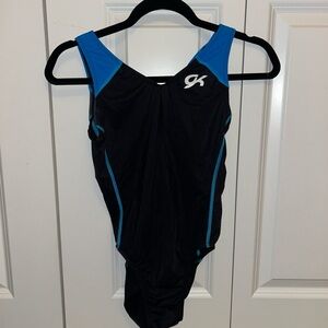 Medium GK Elite Black and Blue Gymnastics Leotard